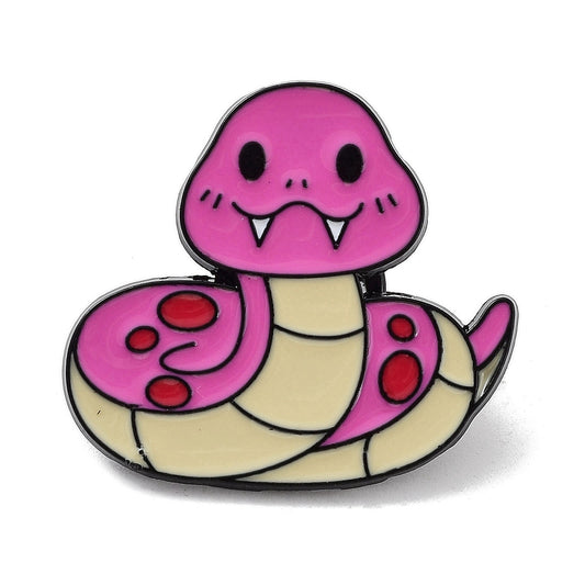 Pink snake enamel pin