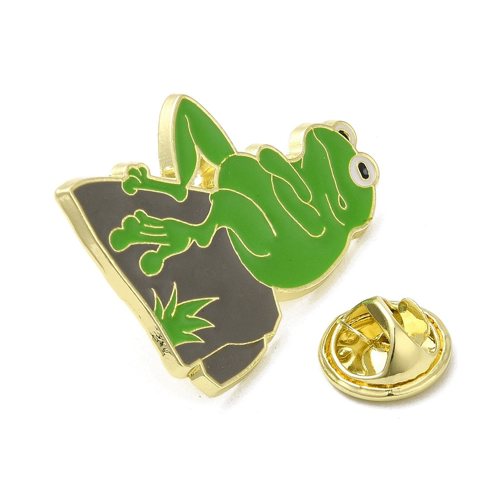 Thinking frog enamel pin