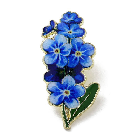 Blue flowers enamel pin