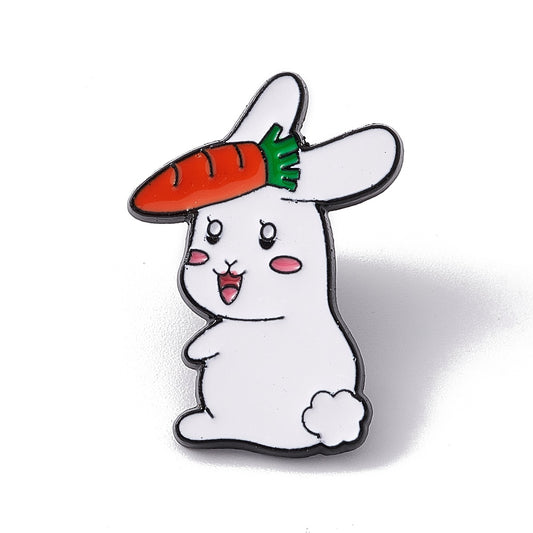 Bunny rabbit carrot enamel pin