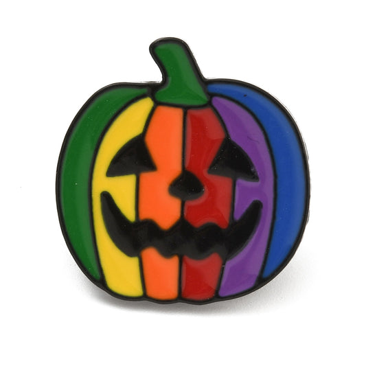 Rainbow pumpkin enamel pin
