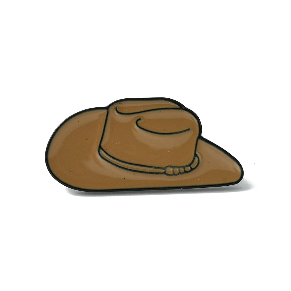 Brown hat enamel pin