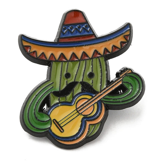 Cactus guitarrón player enamel pin