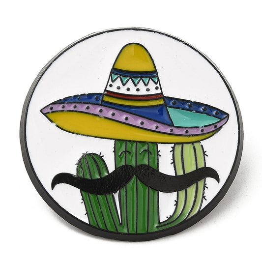 Moustache cactus enamel pin