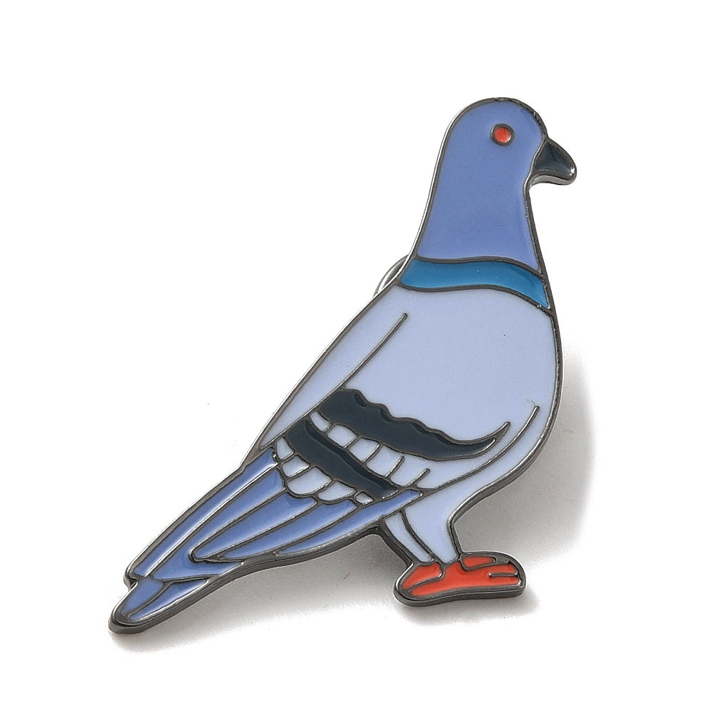 Grey pigeon enamel pin