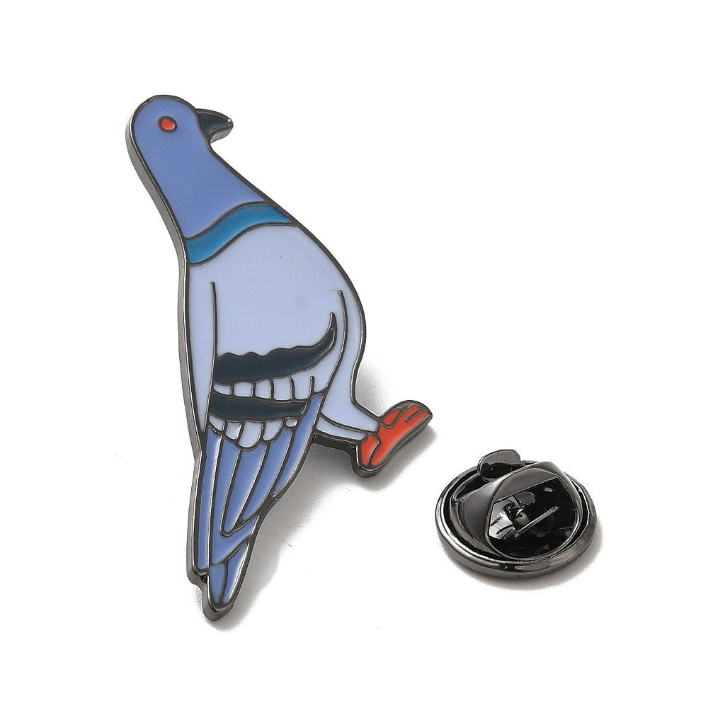 Grey pigeon enamel pin
