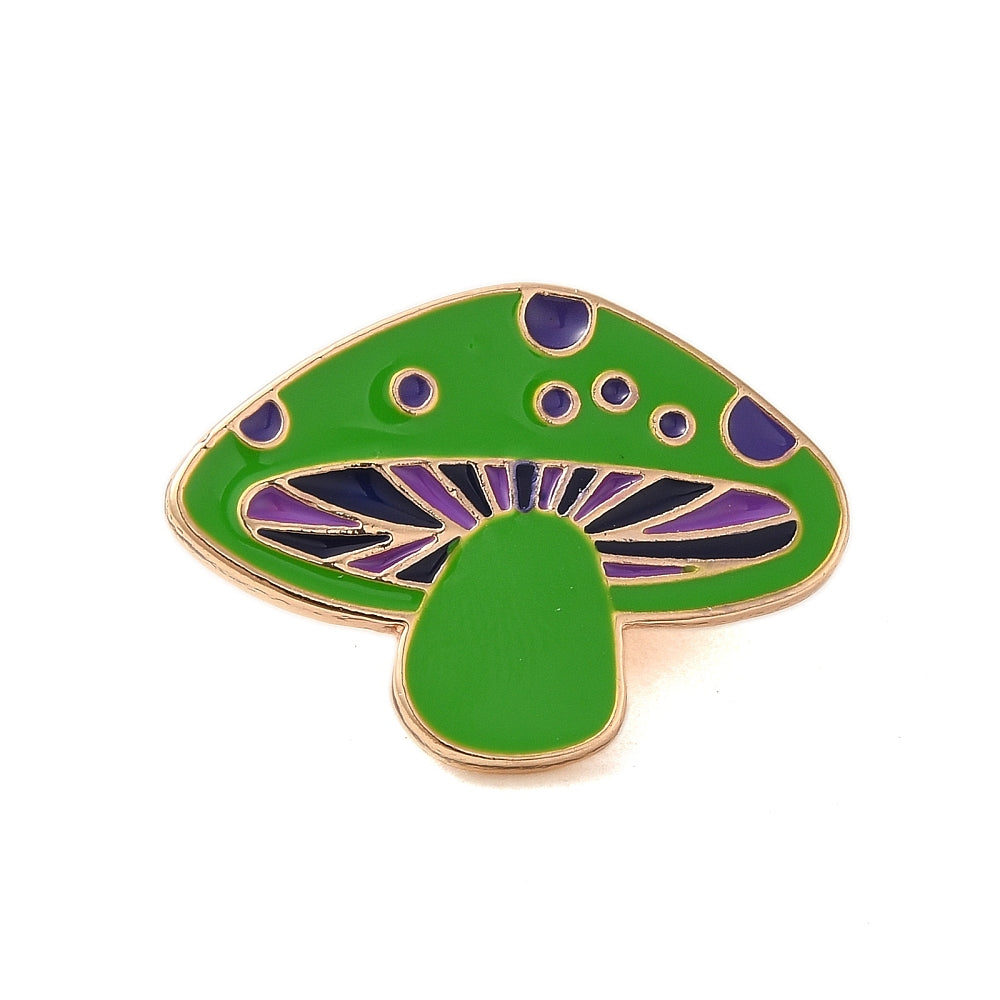 Green mushroom enamel pin