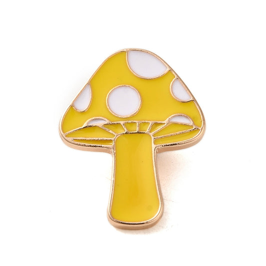 Yellow mushroom enamel pin