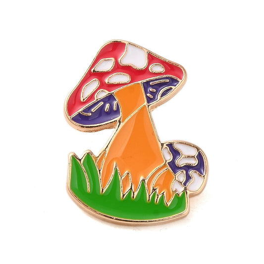 Red mushroom enamel pin