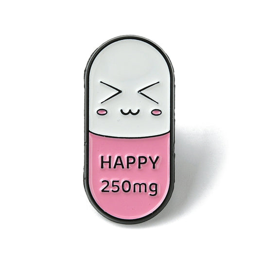 Happy pill enamel pin