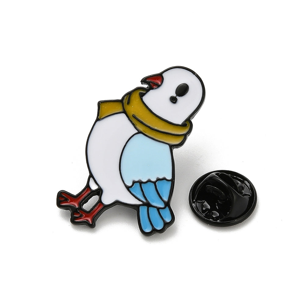 White bird with scarf enamel pin