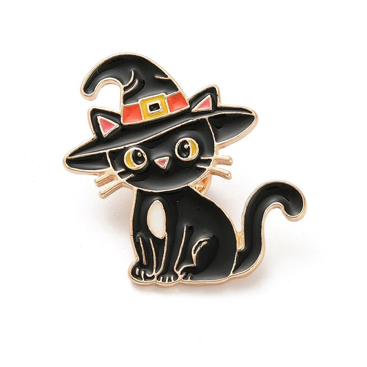 Black cat enamel pin