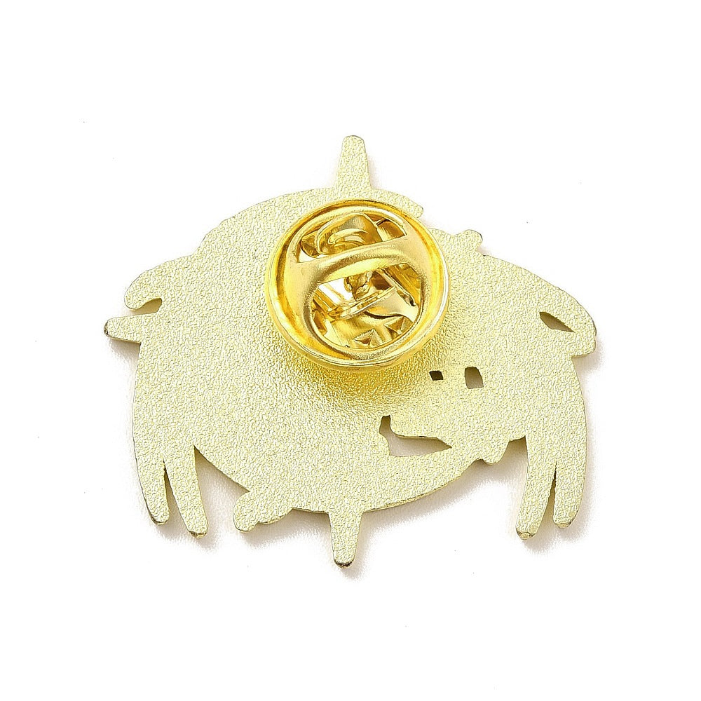 Black dragon on star and moon enamel pin