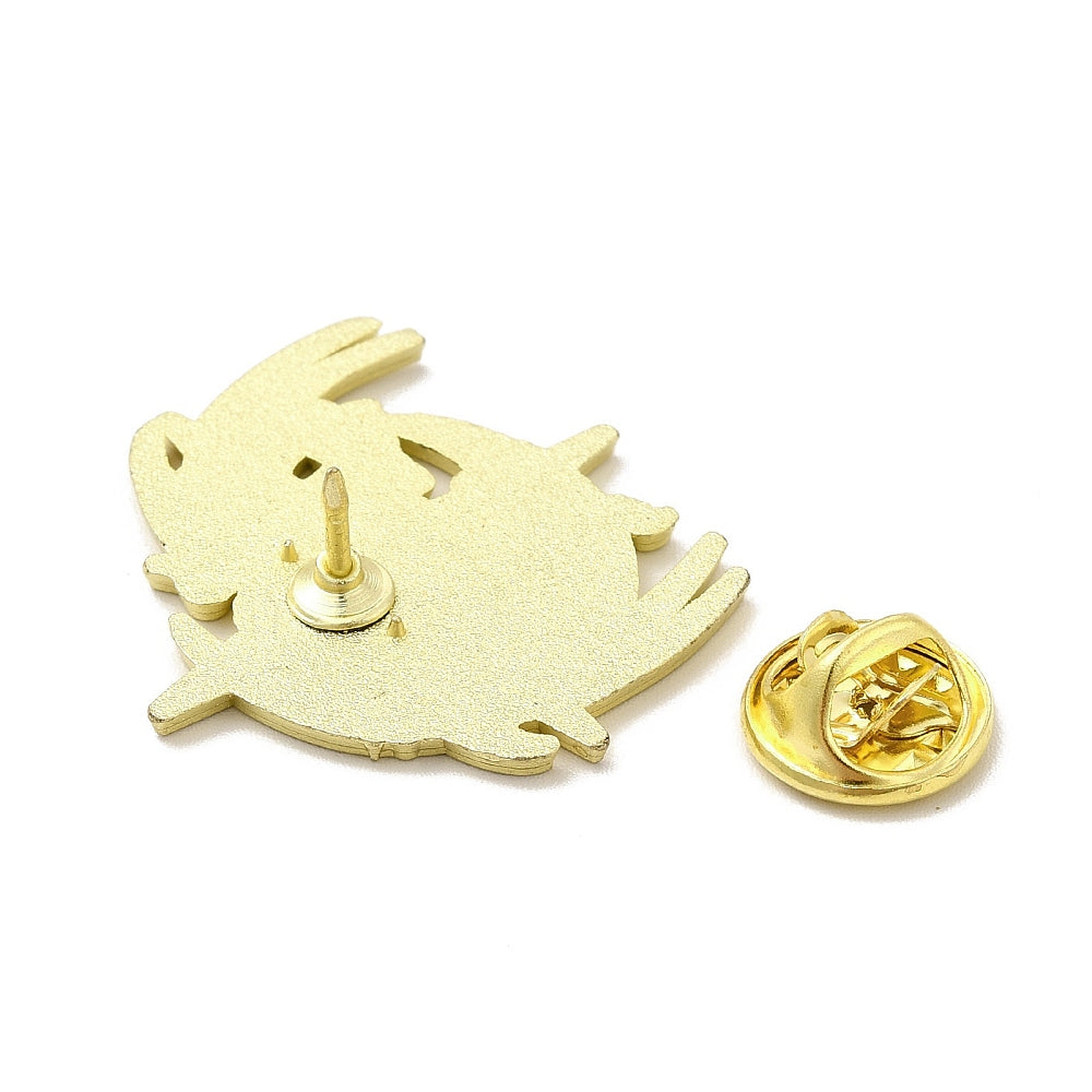 Black dragon on star and moon enamel pin