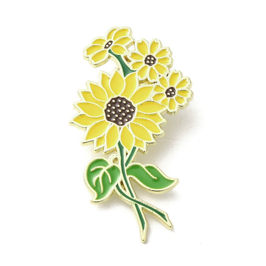 Yellow flowers enamel pin