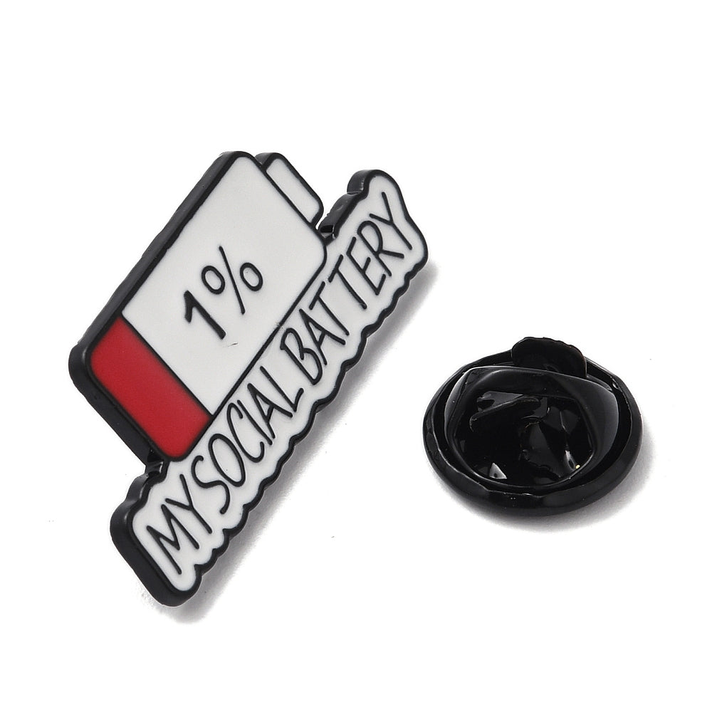 '1% my social battery' enamel pin