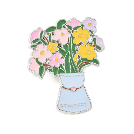 Flower bouquet vase enamel pin
