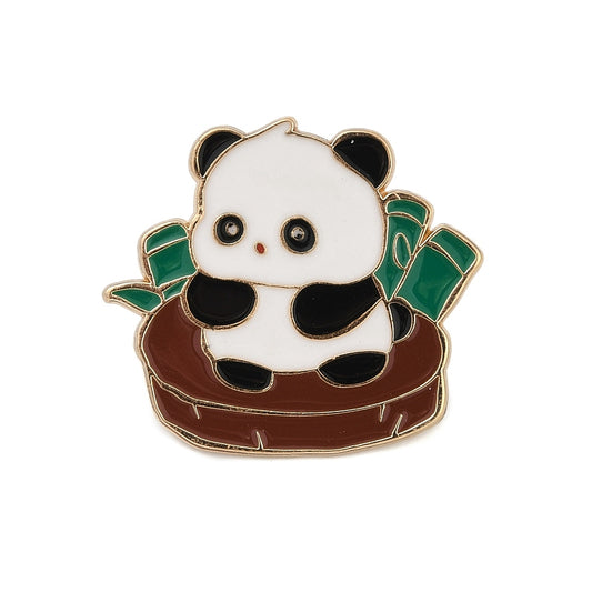 Panda bamboo chair enamel pin