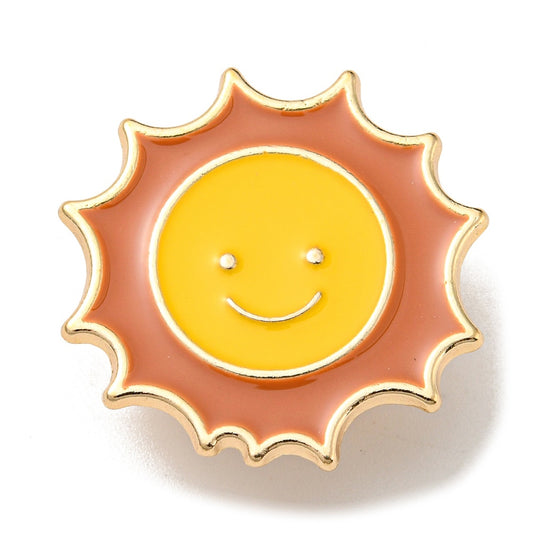 Smiling summer sun enamel pin