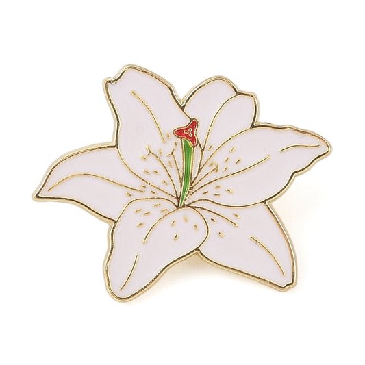 White lily flower enamel pin
