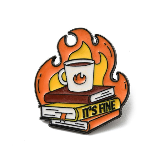 This is fine books enamel pin