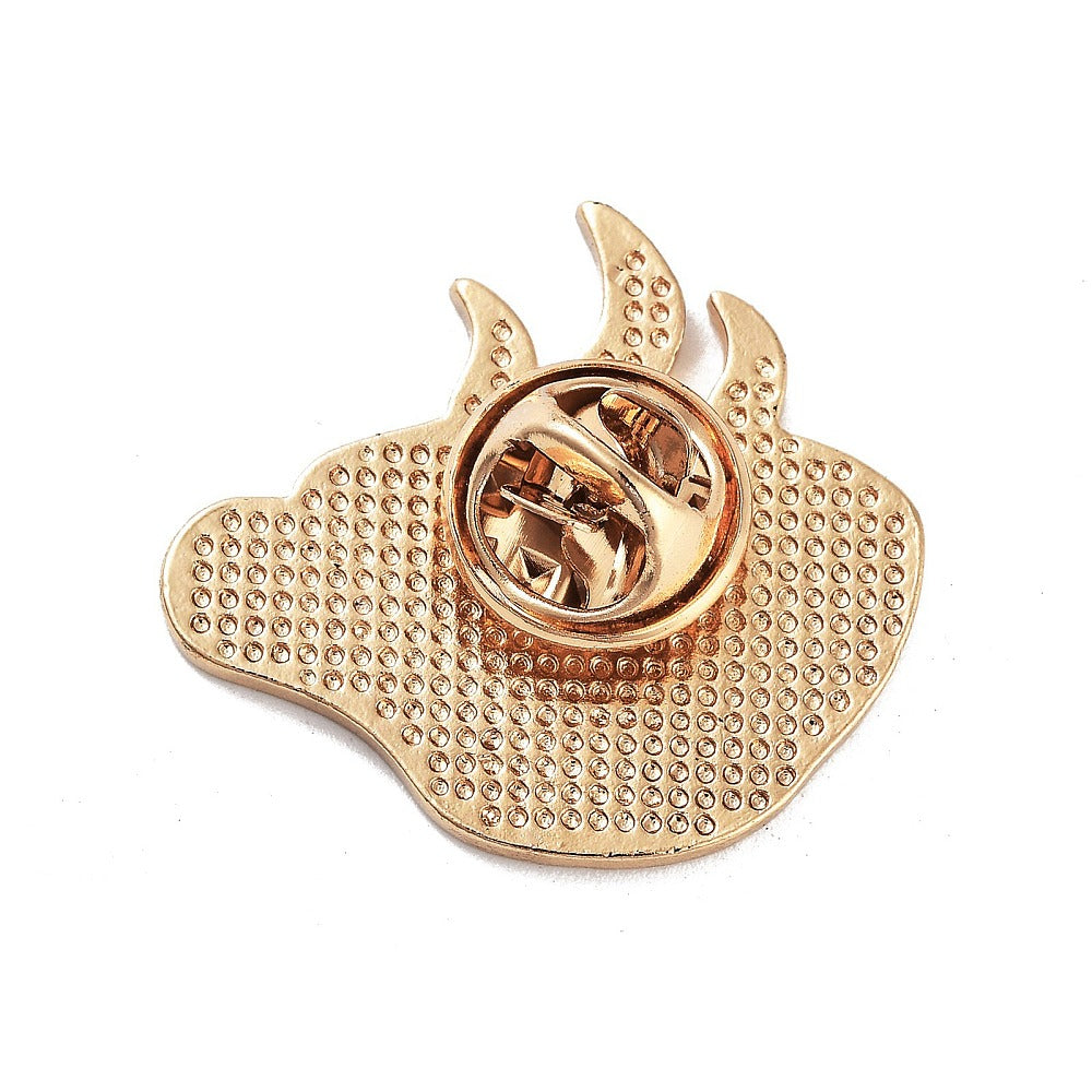 White coffee tea cup enamel pin