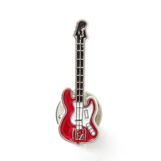 Red guitar enamel pin