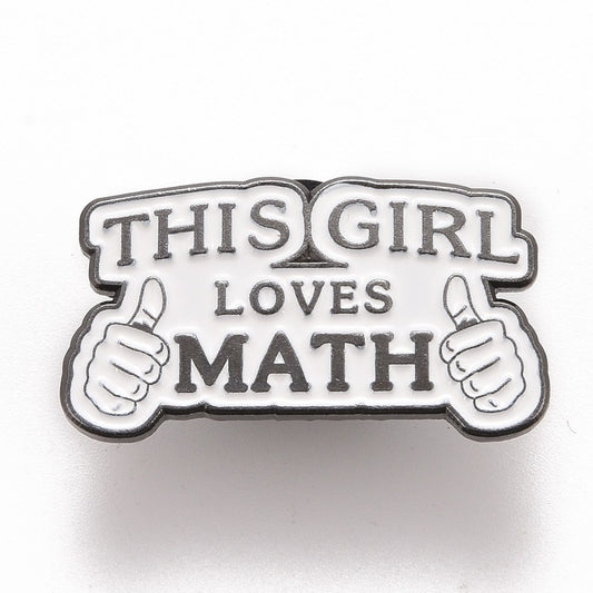 'This girl loves math' enamel pin