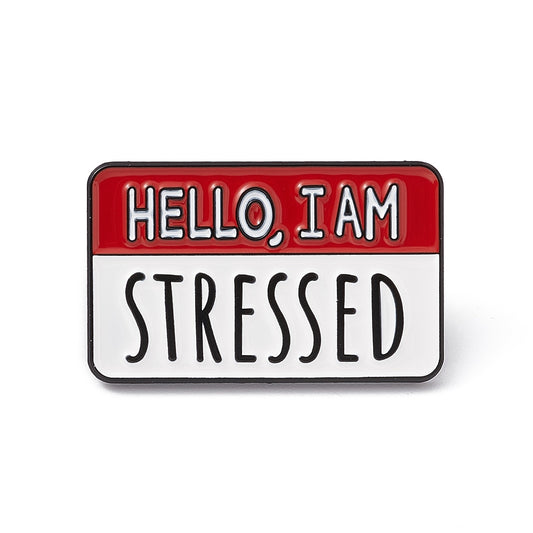 'Hello I'm stressed' enamel pin