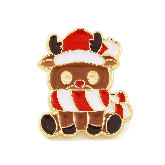 Christmas reindeer enamel pin