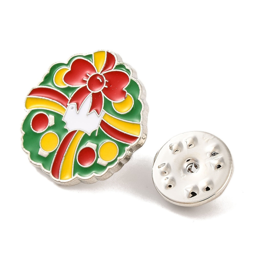 Christmas wreath enamel pin