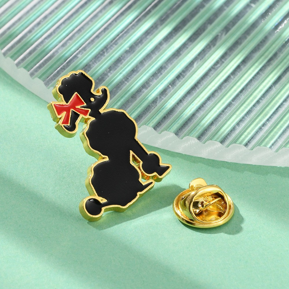 Black poodle enamel pin
