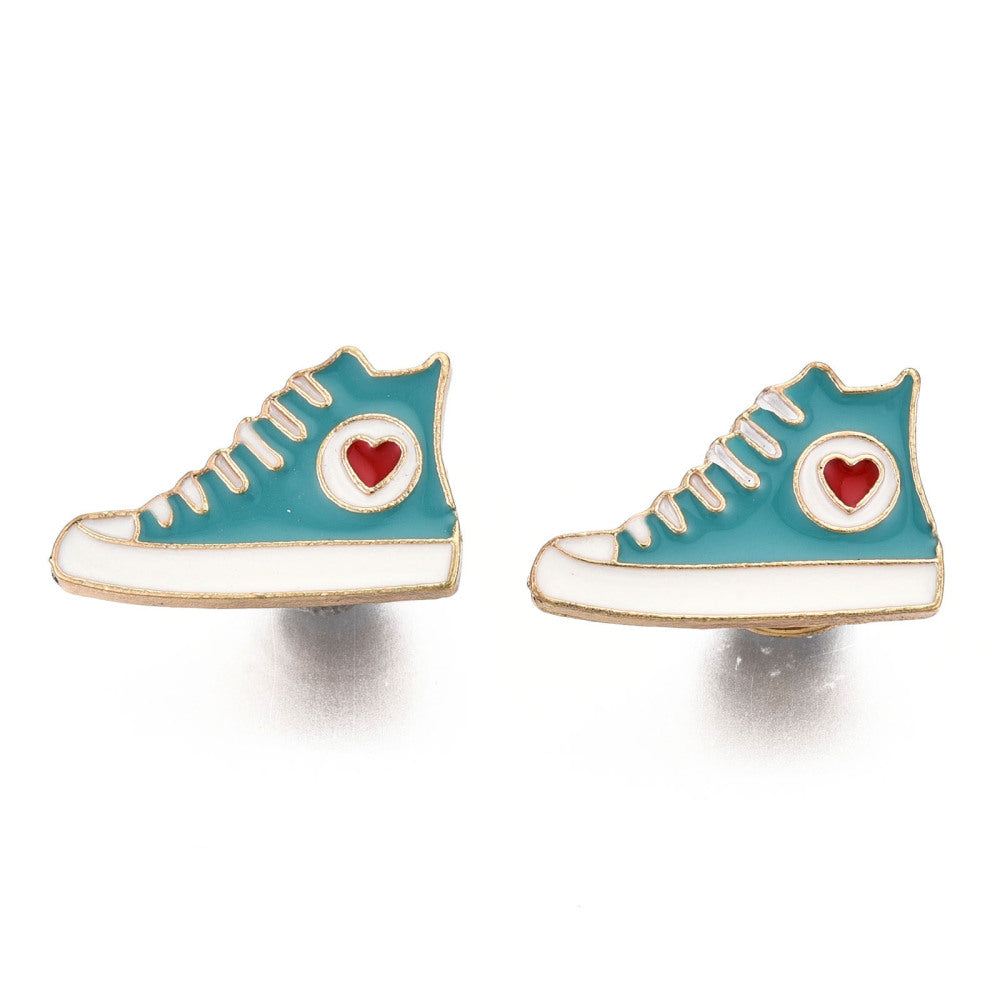 Blue green sneaker shoe enamel pin