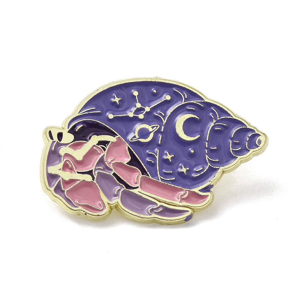 Purple sea shell enamel pin – Jelly Metal