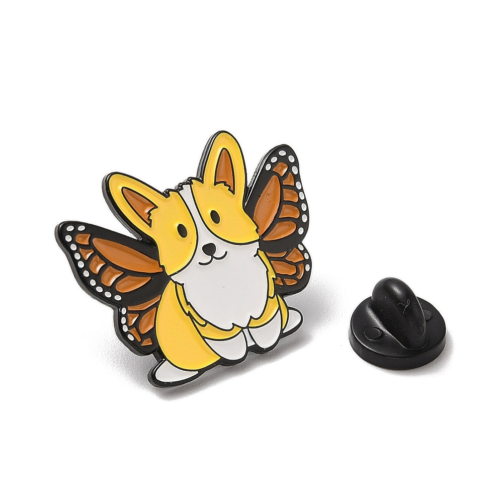 Corgi butterfly enamel pin