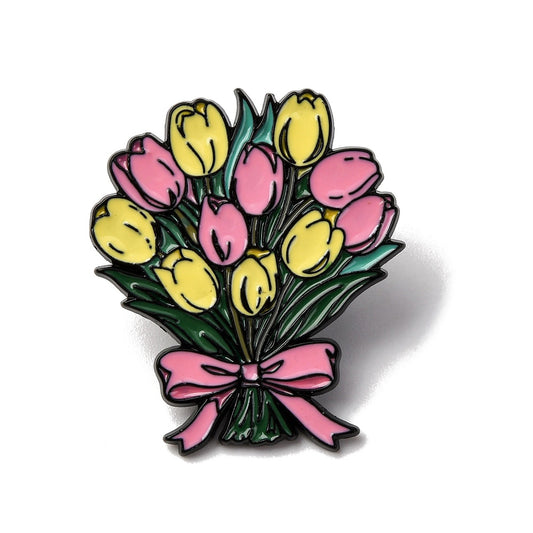Tulip bouquet enamel pin