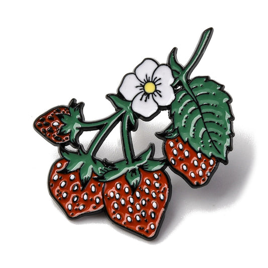Strawberry vine enamel pin