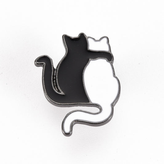 Hugging cats enamel pin