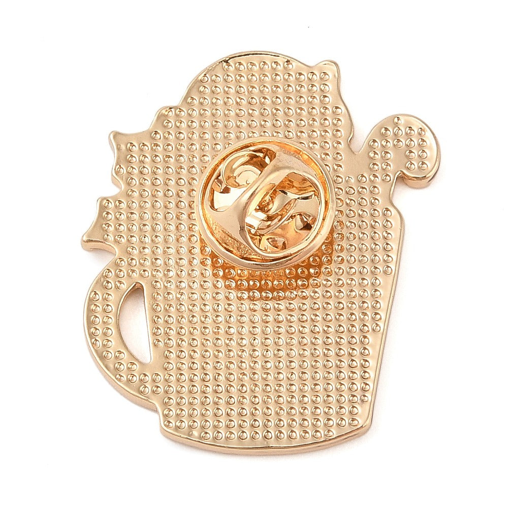 Christmas cat in cup enamel pin