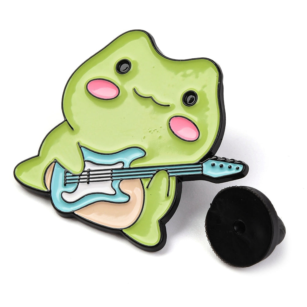 Frog guitar enamel pin