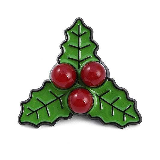 Christmas holly enamel pin