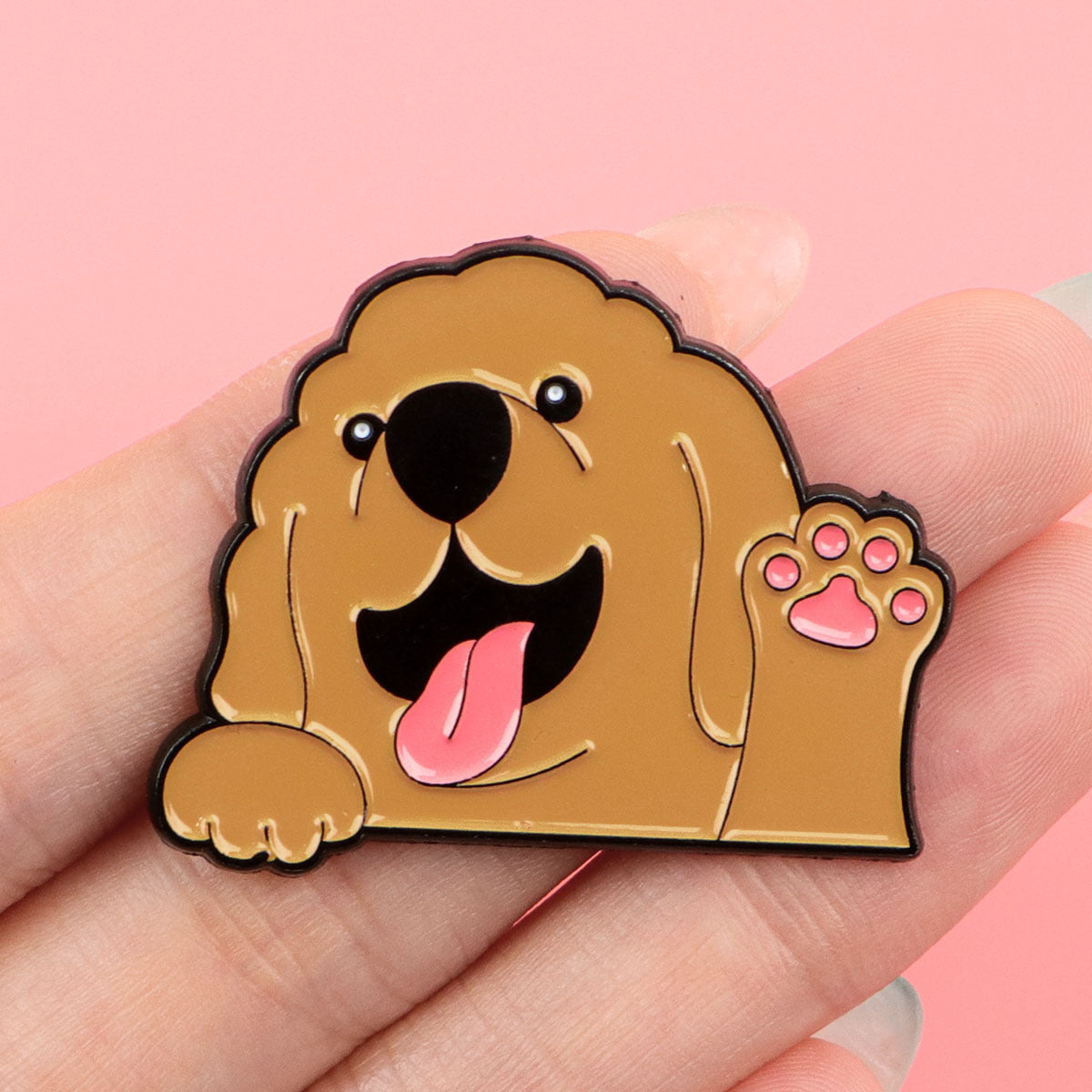 Brown dog enamel pin