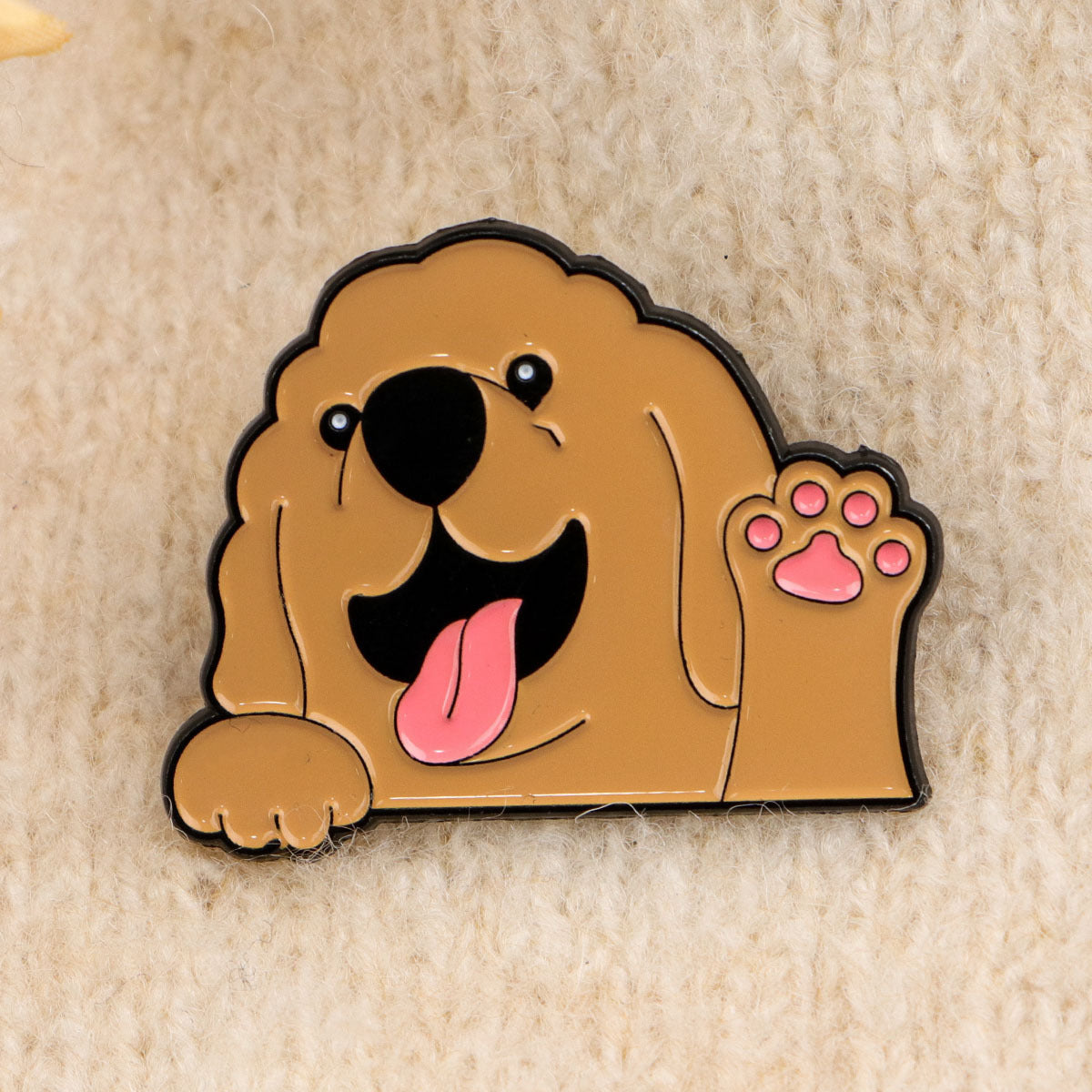Brown dog enamel pin
