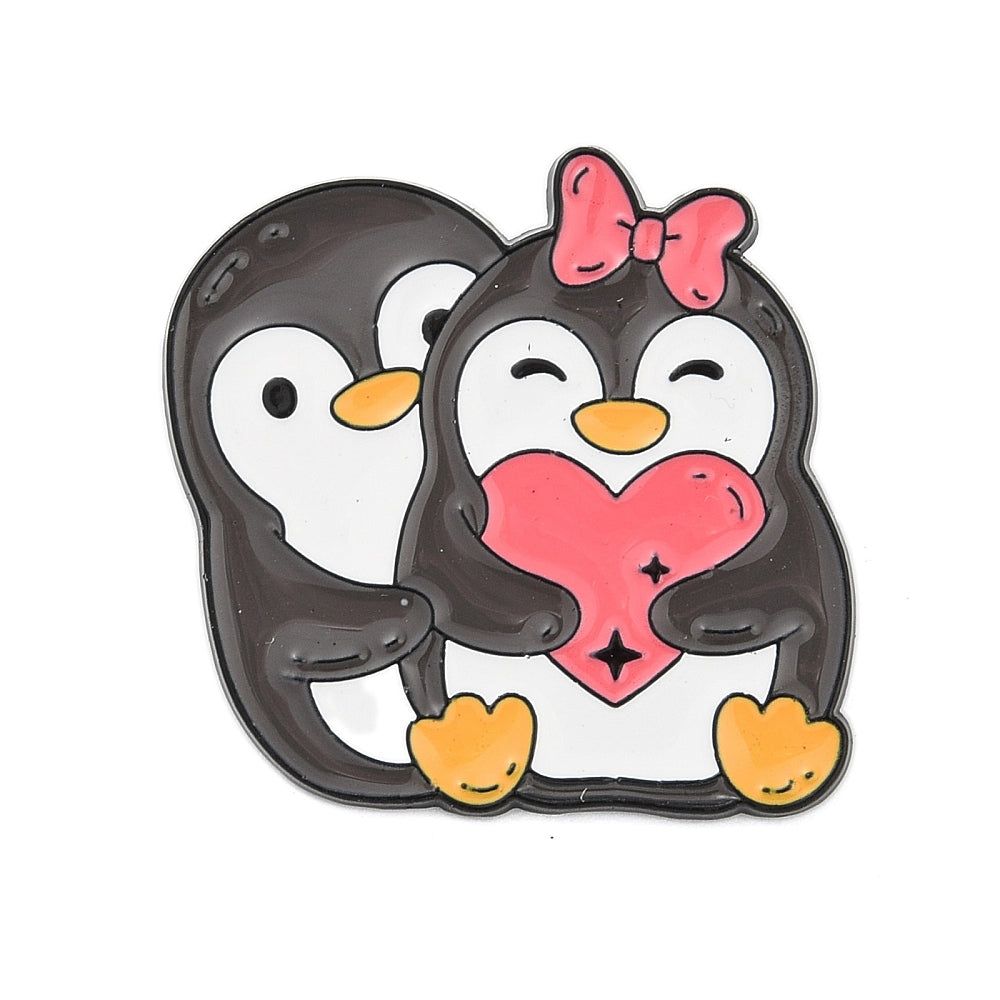 Hugging penguins enamel pin