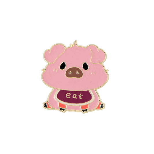 Pig eat enamel pin