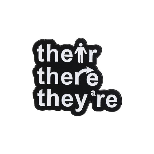 'their there they're' enamel pin
